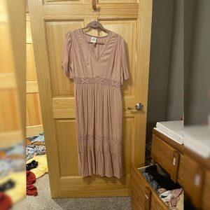 Blush pink midi dress